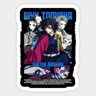 Giyu Tomioka Friends in Background - Demon Slayer Sticker